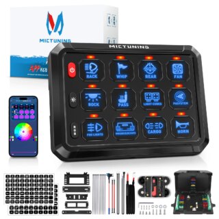MICTUNING-RGB 12 عصابة لوحة التبديل ، دائرة التحكم App ، صندوق نظام التتابع ، لوحة التحكم باللمس للقارب ، جيب ، UTV ، سيارة ، 5.5″