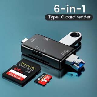 متعددة الوظائف 6 في 1 وتغ قارئ بطاقة SD USB2.0 Type-C/TF/SD بطاقة الذاكرة الذكية كاردريدر لأجهزة الكمبيوتر المحمول اكسسوارات محول