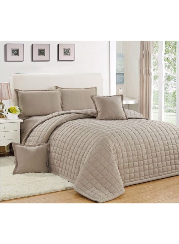 مون طقم لحاف مضغوط مكون من 4 قطع microfiber بيج Single Size