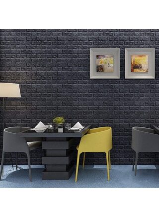 كول بيبي مجموعة ورق جدران للزينة بنمط طوب بتصميم ثلاثي الأبعاد مكونة من 10 قطع أسود 70 x 70سم