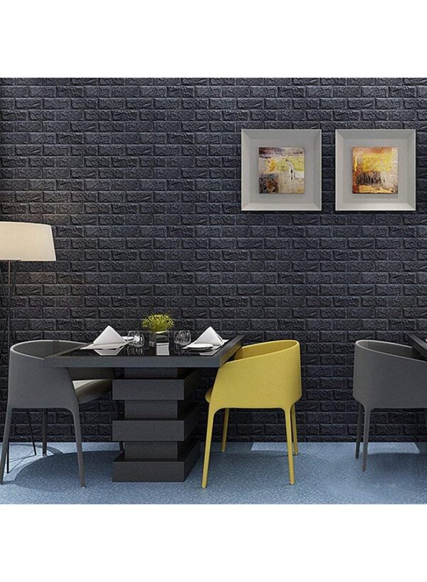 كول بيبي مجموعة ورق جدران للزينة بنمط طوب بتصميم ثلاثي الأبعاد مكونة من 10 قطع أسود 70 x 70سم