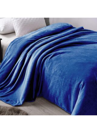 مون بطانية سرير ناعمة مقاس كينج فلانيل أزرق ملكي 220×200سم