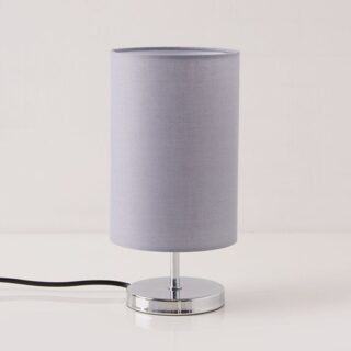 هوم بوكس Glen-Fabric Modern Vintage Style Table Lamp Chrome 13x26cm