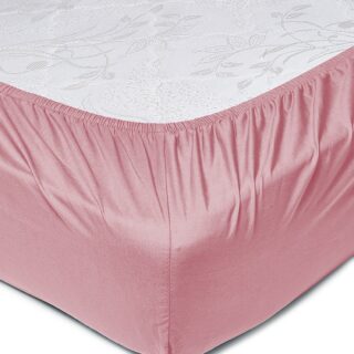 أمال Home Essential Fitted sheet set/3 King size –  100% Cotton Light Weight Everyday Use 144 TC High Quality 1 Bed Sheet 180×200+33cm, 2 Pillow Case 50x75cm – Pink Cotton Pink 180×200+33cm