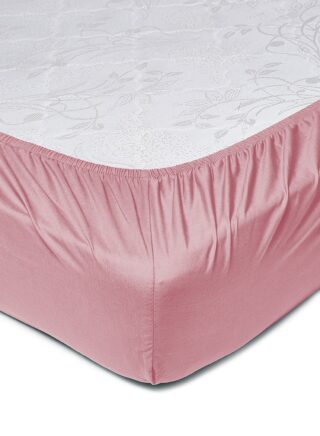 أمال Home Essential Fitted sheet set/3 King size – 100% Cotton Light Weight Everyday Use 144 TC High Quality 1 Bed Sheet 180×200+33cm, 2 Pillow Case 50x75cm – Pink Cotton Pink 180×200+33cm