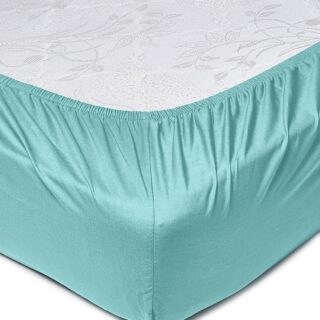 أمال Home Essential Fitted sheet set/3 King size –  100% Cotton Light Weight Everyday Use 144 TC High Quality 1 Bed Sheet 180×200+33cm, 2 Pillow Case 50x75cm – Turquoise Cotton Turquoise 180×200+33cm