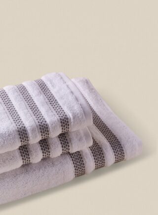 إيست من نون 12-Piece Towel Set, 100% Cotton Premium Quality, Ultra Absorbent, Thick and Fluffy, 2 Bath + 4 Hand + 6 Face, 500 GSM White/Grey White/Grey