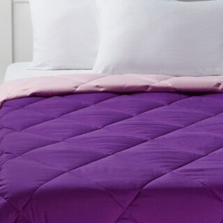 أمال Comforter King Size All Season Everyday Use Bedding Set Extra Soft Microfiber Single Piece Reversible Comforter   Purple/Blush Polyester Purple/Blush