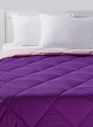 أمال Comforter King Size All Season Everyday Use Bedding Set Extra Soft Microfiber Single Piece Reversible Comforter   Purple/Blush Polyester Purple/Blush