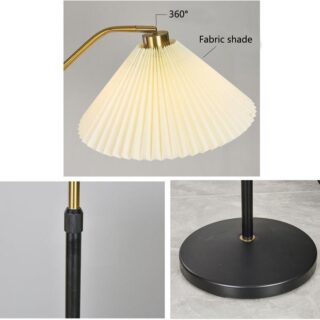 عربست Modern Pleated Cloth Cover LED Floor Lamp Black 174 x 28 x 41cm