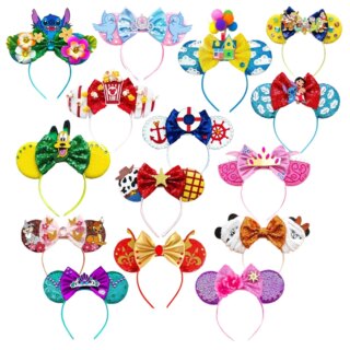 Nأحدث مهرجان حفلة ميكي ماوس آذان عقال الفتيات الترتر 5 “القوس Hairband الاطفال/الكبار مهرجان حفلة DIY بها بنفسك اكسسوارات للشعر