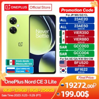 هاتف OnePlus Nord CE 3 Lite 5G الإصدار العالمي 8GB 128GB 108MP كاميرا SUPERVOOC بطارية 67 واط 5000mAh