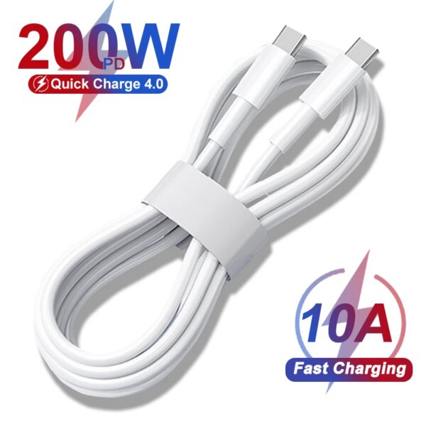 الأصلي 200 واط PD USB-C لنوع C شحن سريع كابل البيانات لسامسونج S21 S22 ماك بوك باد برو هواوي شاومي كابل نقل البيانات