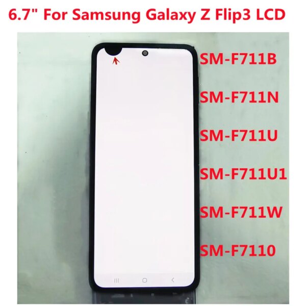الأصلي 6.7 “لسامسونج غالاكسي Z Flip 3 F7110 F711B F711U F711W LCD Z Flip 3 5G شاشة تعمل باللمس محول الأرقام الجمعية