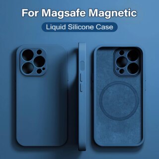 حافظة مغناطيسية Magsafe لهاتف iPhone ، غطاء شحن لاسلكي ، سيليكون سائل ، أصلي ، 15 ، 14 ، 13 ، 12 ، 11 Pro Max ، Mini ، X ، XR ، XS ، 8 Plus