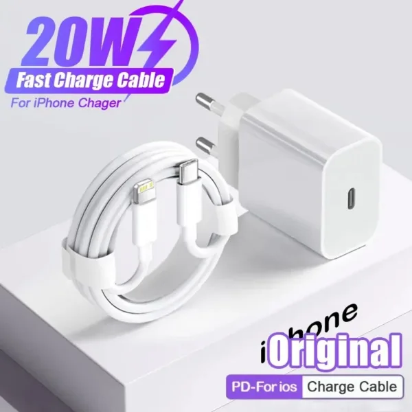 كابل شحن سريع من النوع C من USB لهواتف أبل ، شاحن أصلي لهاتف آيفون 14 ، 13 ، 12 ، 11 Pro Max ، Mini ، 14 Plus ، X ، XR ، ملحقات ، 20 واط