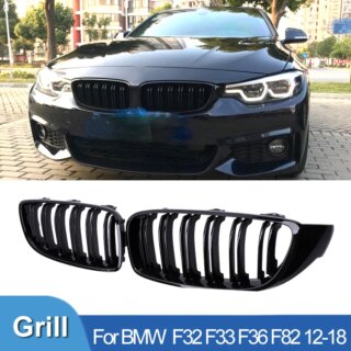 مصد أمامي للسيارة من Pulleco مشاوي السباق لسيارات BMW 4 Series F32 F33 F36 M3 F80 M4 F82 12-18 ملحقات مزدوجة اللمعة باللون الأسود اللامع