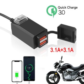 QC3.0 USB دراجة نارية المقبس مقاوم للماء المزدوج USB تغيير سريع 3.0 5 فولت مقاوم للماء موائم مصدر تيار للملاحة الهاتف