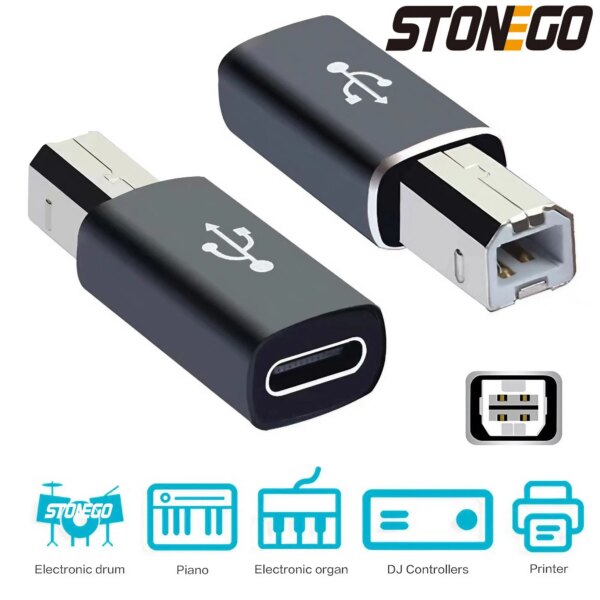STONEGO مناسبة لنوع-c إلى مربع usb محول محول طابعة البيانو الكهربائية TYPE-C أنثى إلى ميدي رئيس