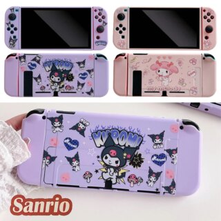 Sanrio Kuromi حافظة لنينتندو سويتش NS OLED وحدة التحكم Joycon غطاء الكرتون لعبة وحدة التحكم الملحقات شل تي بي يو واقية