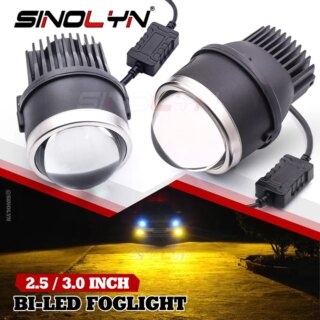 Sinolyn 2.5/3.0 بوصة ثنائية مصابيح الضباب LED 3000K 6000K LED أضواء القيادة السيارات العالمي العارض العدسات اكسسوارات السياراaت التحديثية