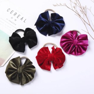 Scrunchies الشعر المخملية الكورية لفتاة ، العصابات النايلون مرنة ، عقال عقدة القوس ، اكسسوارات حديثي الولادة ، القطيفة الصلبة ، والأزياء الحلوة