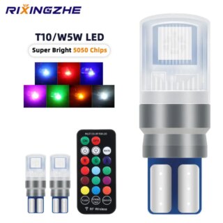 T10 RGB Led 194 168 W5W 5050 مصلحة الارصاد الجوية مع تحكم عن بعد في CANbus سيارة قبة القراءة ضوء السيارات إسفين مصباح أضواء التخليص