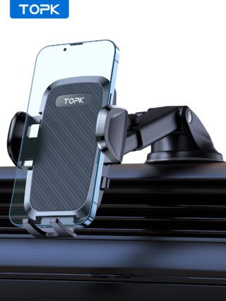 TOPK حامل هاتف السيارة جبل الهاتف الخليوي جبل لوحة سيارة و الزجاج الأمامي للسيارات العالمي 360 درجة تدوير الهاتف المحمول Holde