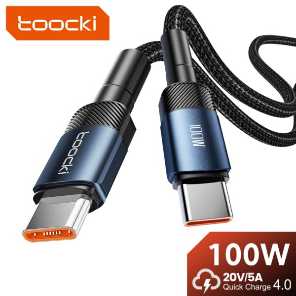 Toocki 100W نوع C إلى نوع C كابل PD سريع شحن شاحن الحبل البيانات سلك ل ماك بوك Xiaomi سامسونج USB C إلى USB C كابل 3M
