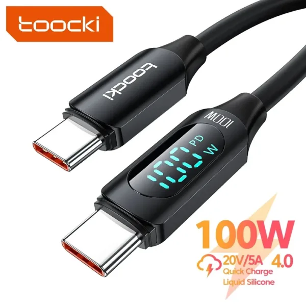 Toocki 100 واط USB C إلى نوع C عرض كابل ل سامسونج شاومي Realme نوع C إلى نوع C PD شحن سريع سيليكون كابل ل ماك بوك