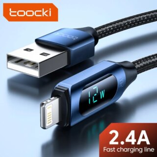 كابل USB بشاشة ليد توكي لهاتف آيفون ، شاحن سريع ، سلك شحن ، سلك إضاءة ، آيفون 14 ، 13 ، 12 ، 11 برو ماكس ، إكس ، إكس آر ، 8 ، 7 ، 1 م ، 2 متر