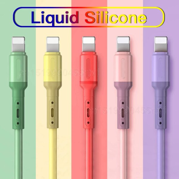 كابل USB سائل من السيليكون للشحن السريع ، سلك شاحن ، سلك سلك USB ، آيفون 14 ، 13 ، 12 ، 11 برو ماكس ، XR ، XS ، 8 ، 7 ، 6s ، 5s ، 1 ، 1.5 ، 2 متر