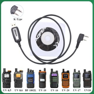كابل برمجة USB لكيونشنغ ، ملحقات الراديو ، CD ، UV-K5 ، UV-K6 ، Baofeng UV-13 ، UV-S9 Plus ، UV-17 ، UV-82 ، UV-16 ، UV-21