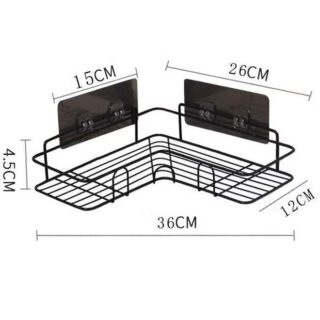 كادي ون رف زاوية للحمام متعدد الأغراض يثبت على الحائط مع علاق جانبي