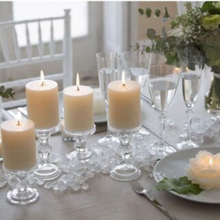 LEOKOR 3-Piece Clear Crystal Candle Holder for Pillar Taper Candle and Tealight