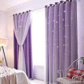 Occuwzz 1 Piece Hollowed Out Stars Curtain Blackout Curtains For Living Room Bedroom 100x250cm