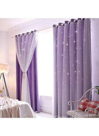 Occuwzz 1 Piece Hollowed Out Stars Curtain Blackout Curtains For Living Room Bedroom 100x250cm