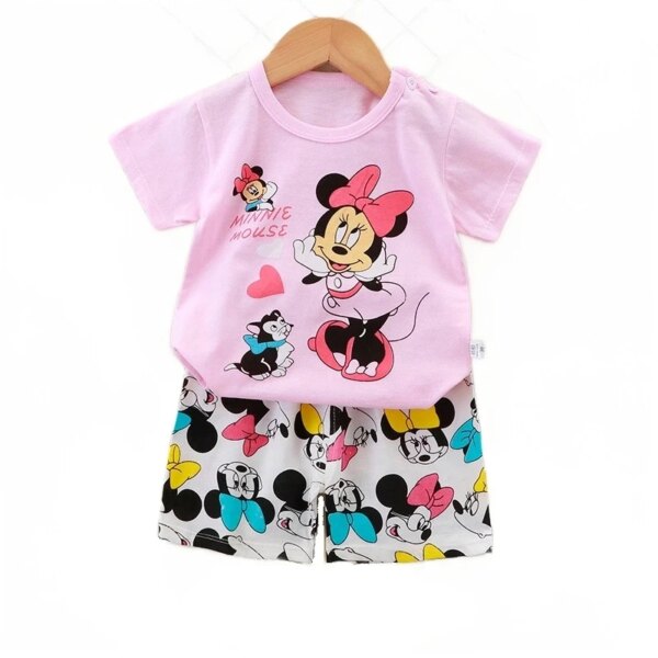 طقم ملابس بناتي للأطفال من Minnie طقم صيفي بناتي للأطفال تي شيرت + شورت طقم ملابس للأطفال الصغار ملابس بناتي للأطفال