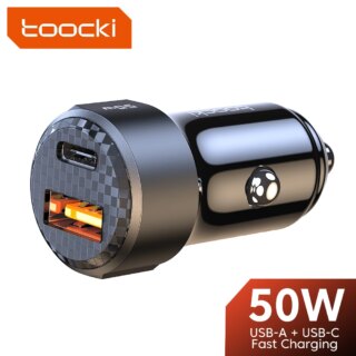 Toocki USB سيارة شاحن سريع شحن 50W PD نوع C سريعة تهمة USB C سيارة الهاتف شاحن 12v 24v ل فون 1413 12 Xiaomi 13 12