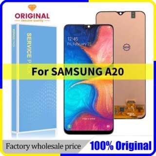 شاشة عرض سوبر أموليد 6.4 بوصة لهاتف سامسونج جالاكسي A20 LCD مع محول رقمي وشاشة تعمل باللمس A205F A205FN A205G A205GN قطع غيار