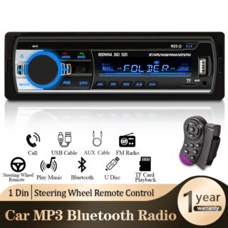 مشغل MP3 للسيارة رقمي بتقنية البلوتوث ، 1 Din ، ستيريو ، FM ، صوت ، موسيقى ، USB ، SD ، داش ، مدخل AUX ، 60 واط × 4