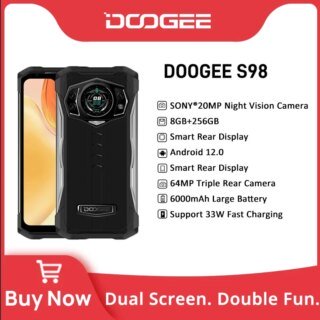 هاتف DOOGEE S98 هاتف قوي بشاشة 6.3 بوصة LCD FHD شاشة عرض مزدوجة خلفي G96 ثماني النواة 8 + 256GB كاميرا 64MP هاتف ذكي 6000mAh