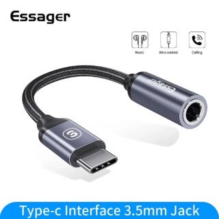 Essager USB نوع C Jack محول سماعة أذن USB C إلى سماعة رأس من نوع x x AUX من نوع x P30 Mi 10 Es