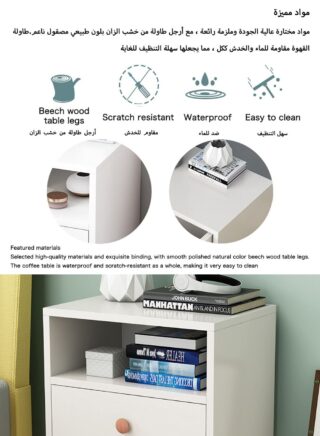 آن فش 2 قطعة 45*35*60 سنتيمتر منضدة ذات سعة كبيرة MDF مجلس الهندسة تخزين المنزل السرير طاولة القهوة ومنضدة مجموعة مع درج