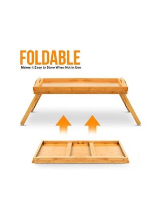 تايمي طاولة خشبية للسرير للوجبات الخفيفة قابلة للطي تستخدم كصينية للسرير