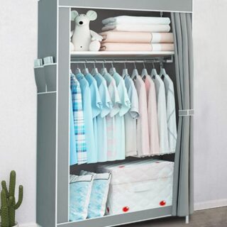 XiuWoo Easy Installation Portable Fabric Nonwoven Wardrobe Storage Closet Organizer With Hanging Rod 70*45*150cm