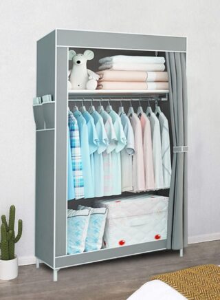 XiuWoo Easy Installation Portable Fabric Nonwoven Wardrobe Storage Closet Organizer With Hanging Rod 70*45*150cm
