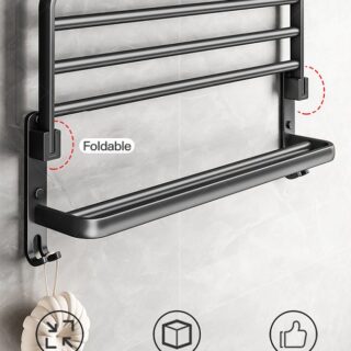 Sharpdo Perforation-free Double Shelf Towel Rack In Bathroom 60*23*20cm