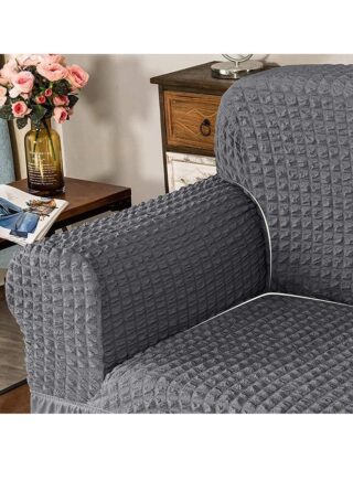 Arabest Three Seater Super Stretchable Anti-Wrinkle Slip Flexible Resistant Jacquard Sofa Cover Dark Grey 140-280cm
