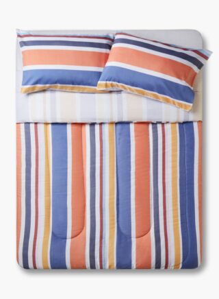أمال Comforter Set King Size All Season Everyday Use Bedding Set Extra Soft Microfiber 3 Pieces 1 Comforter 2 Pillow Covers  Red/Blue Polyester Red/Blue